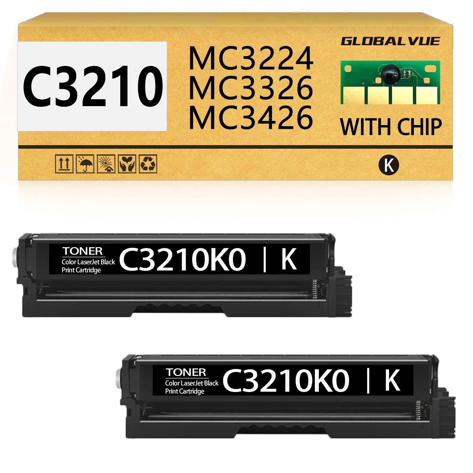 C3210K0 Black Toner Cartridges 2-Pack Compatible for Lexmark MC3224 2BK, 2BK