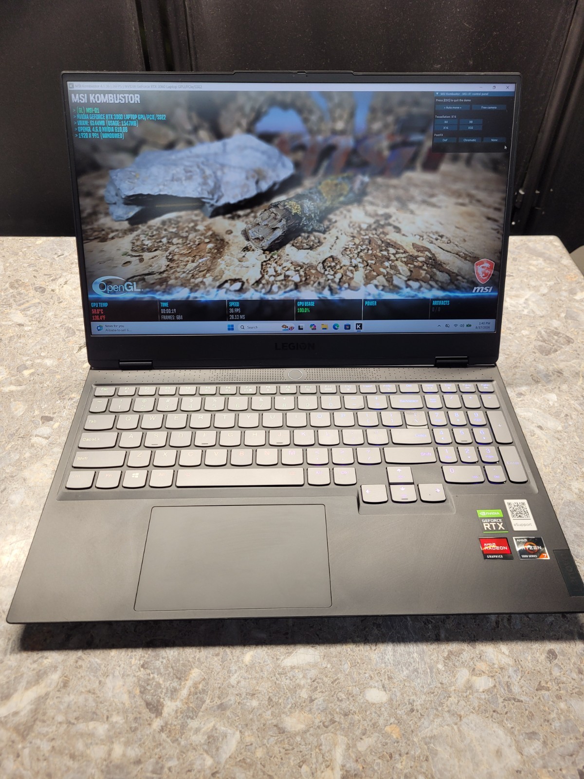 Lenovo Legion S7 15ACH6 Laptop, Ryzen 7 5800H, RTX 3060, 1 TB SSD, 40GB RAM