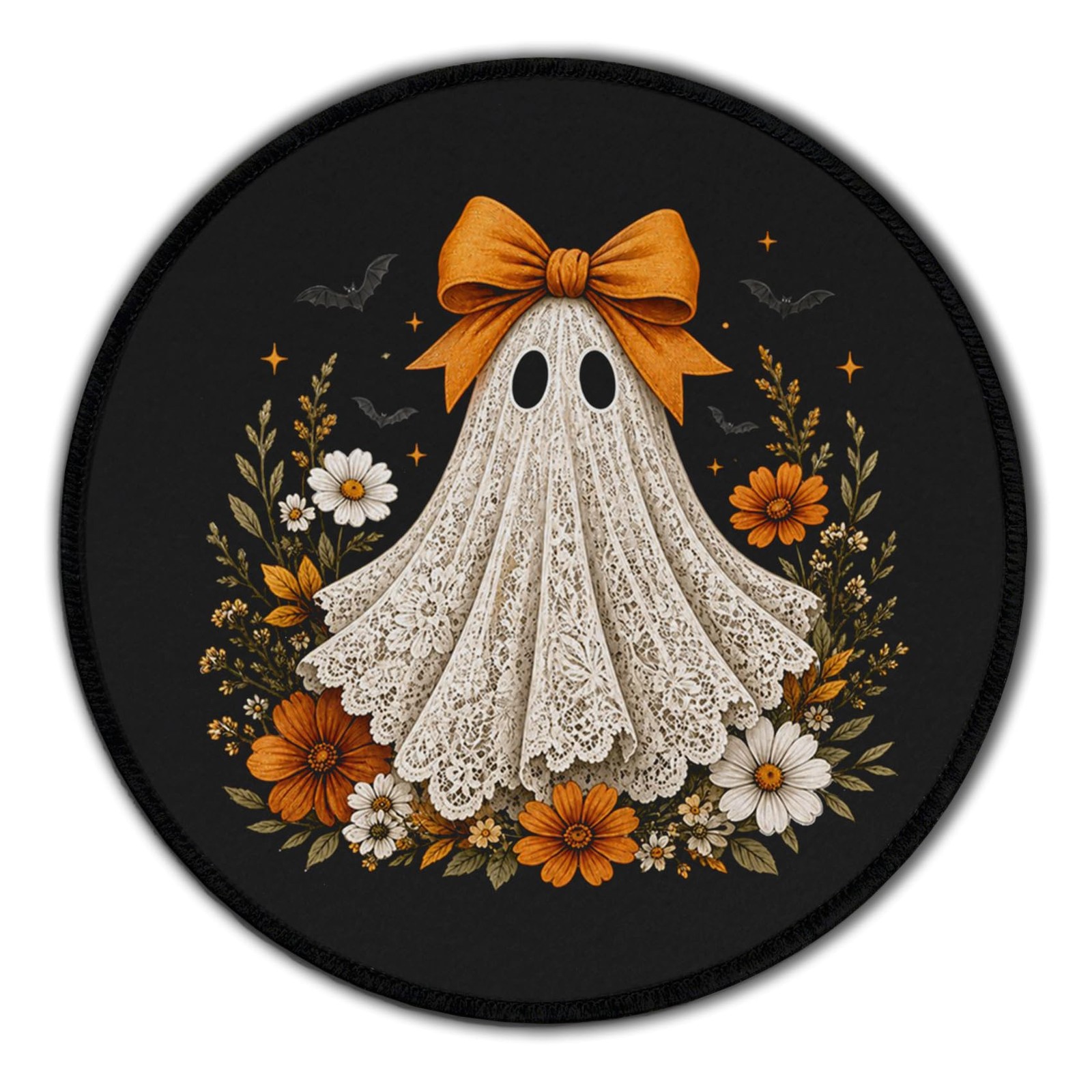 Preppy Halloween Ghost Round Mouse Pad for Desk, 8.6x8.6 Inch