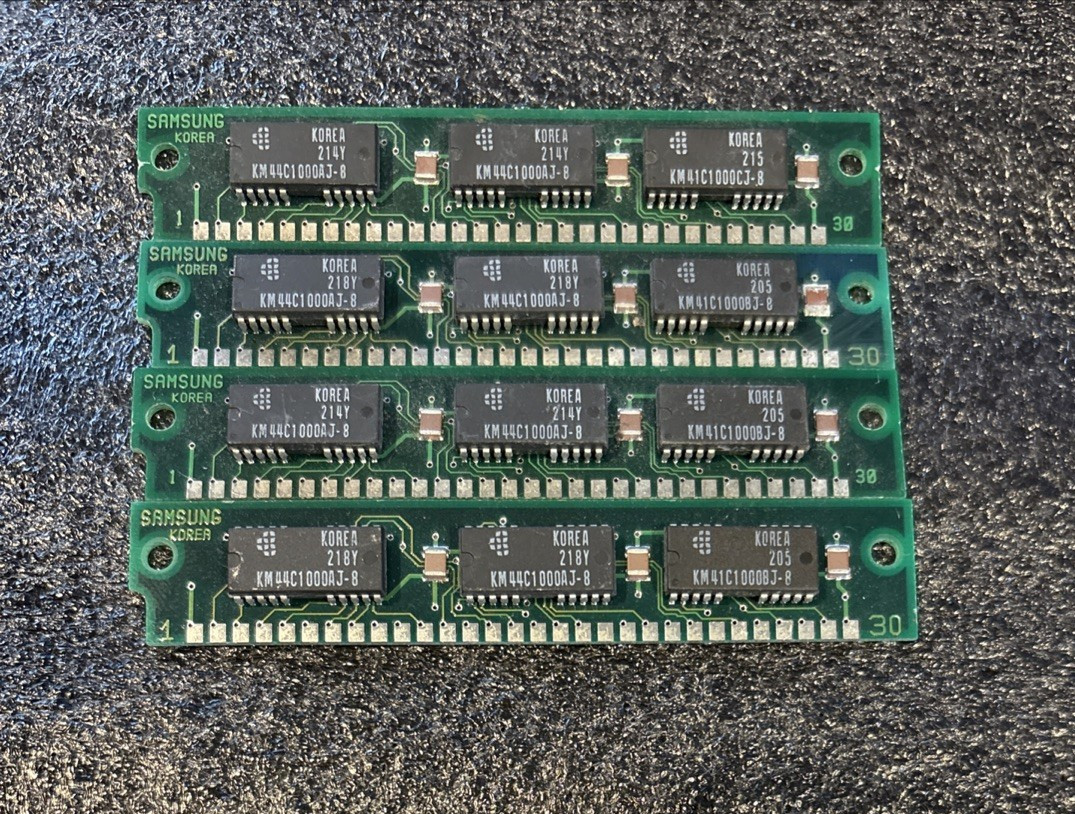 4 x 1MB 30-Pin 3-Chip 80ns FPM SIMM Memory RAM 4MB Silver PC 286 386 *Tested*