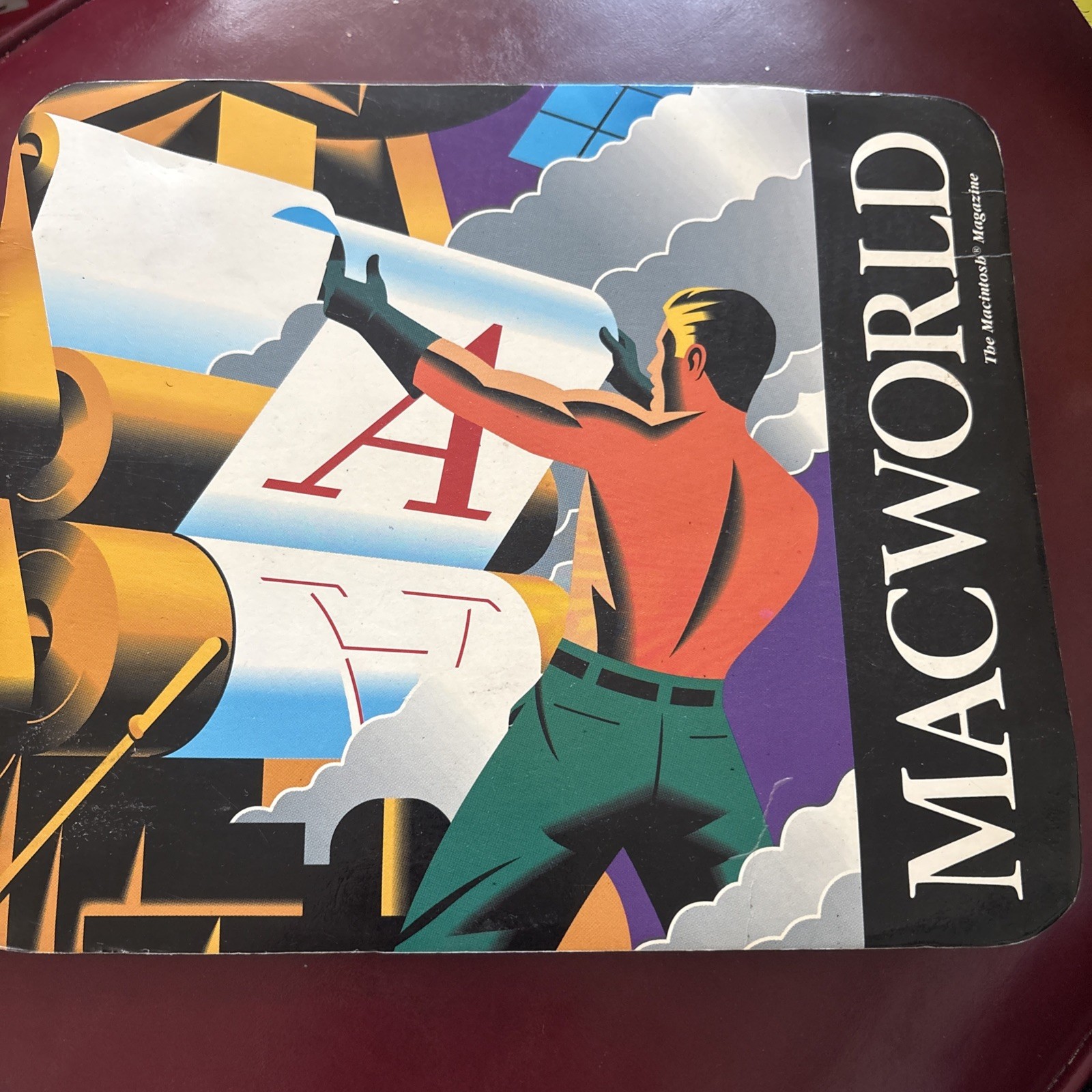 Rare Vintage 80s/90s Apple Macworld Magazine Promotional Mousepad Black