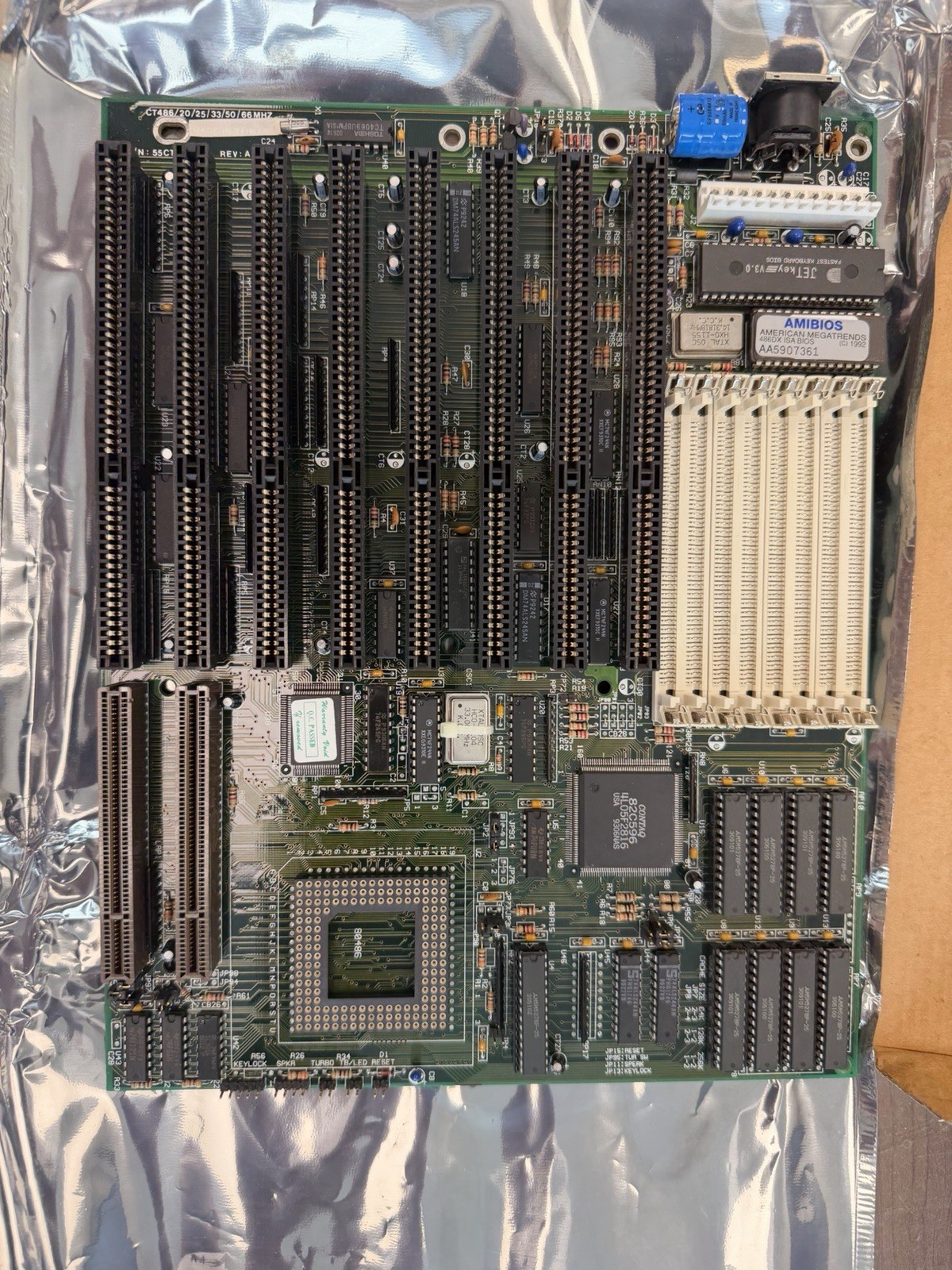 NOS CT486 Baby AT 486 VLB Motherboard Contaq 82C596 AMI BIOS ISA