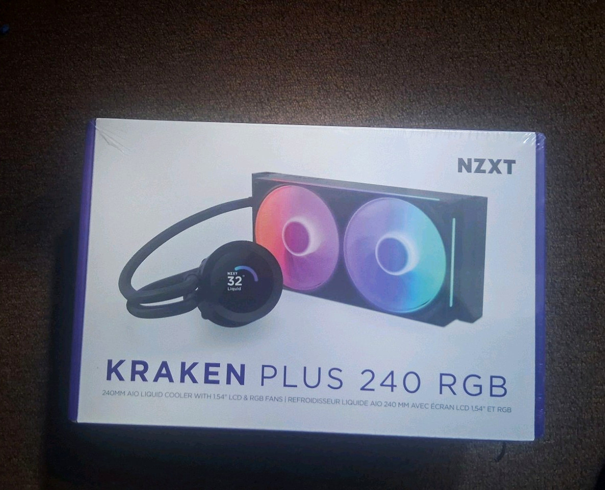 NZXT Kraken Plus 240 RGB 240mm AIO Liquid CPU Cooler Black RGB 120mm AM5