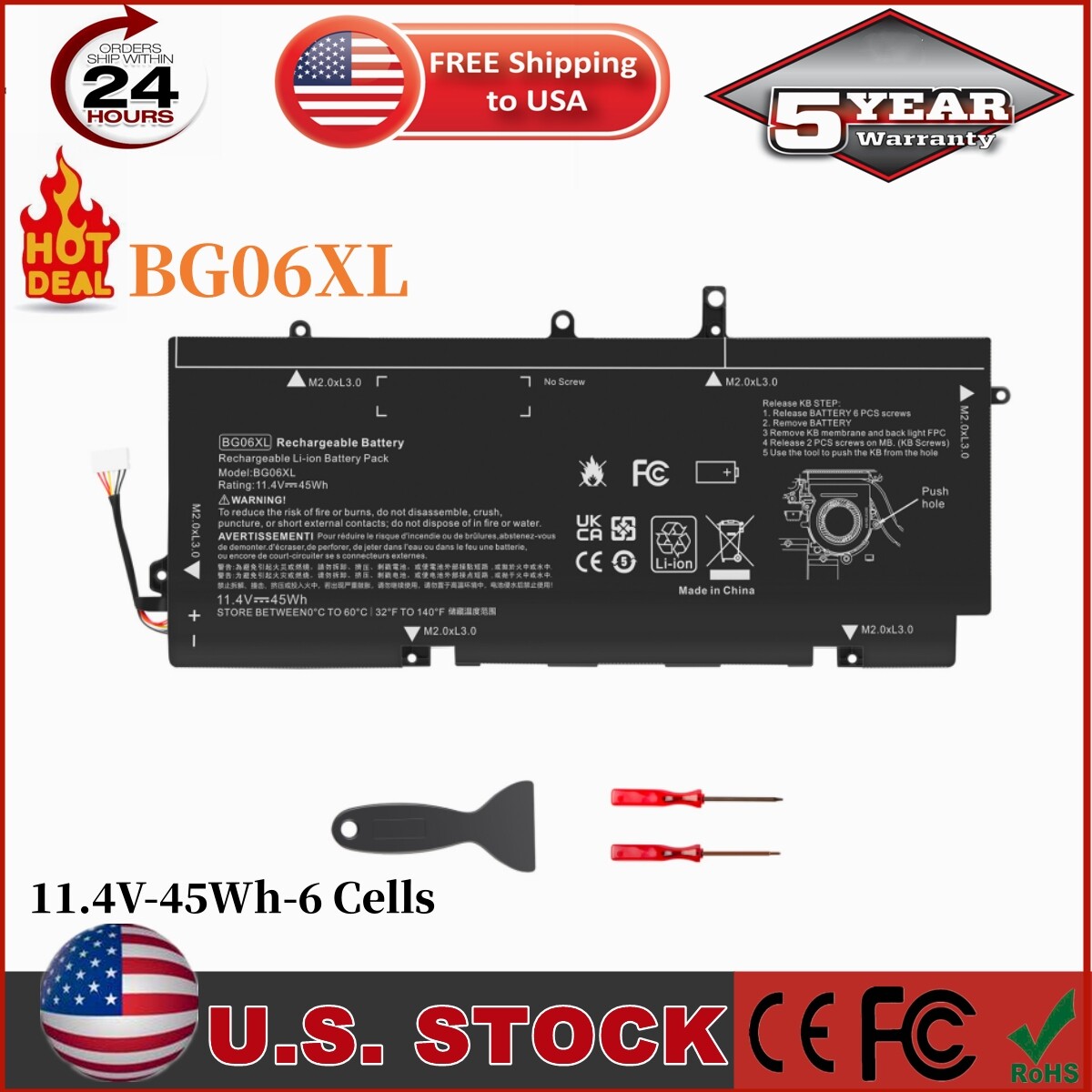 ✅LOT 10x BG06XL Battery for HP EliteBook 1040 G3 Series BG06045XL 804175-181 US
