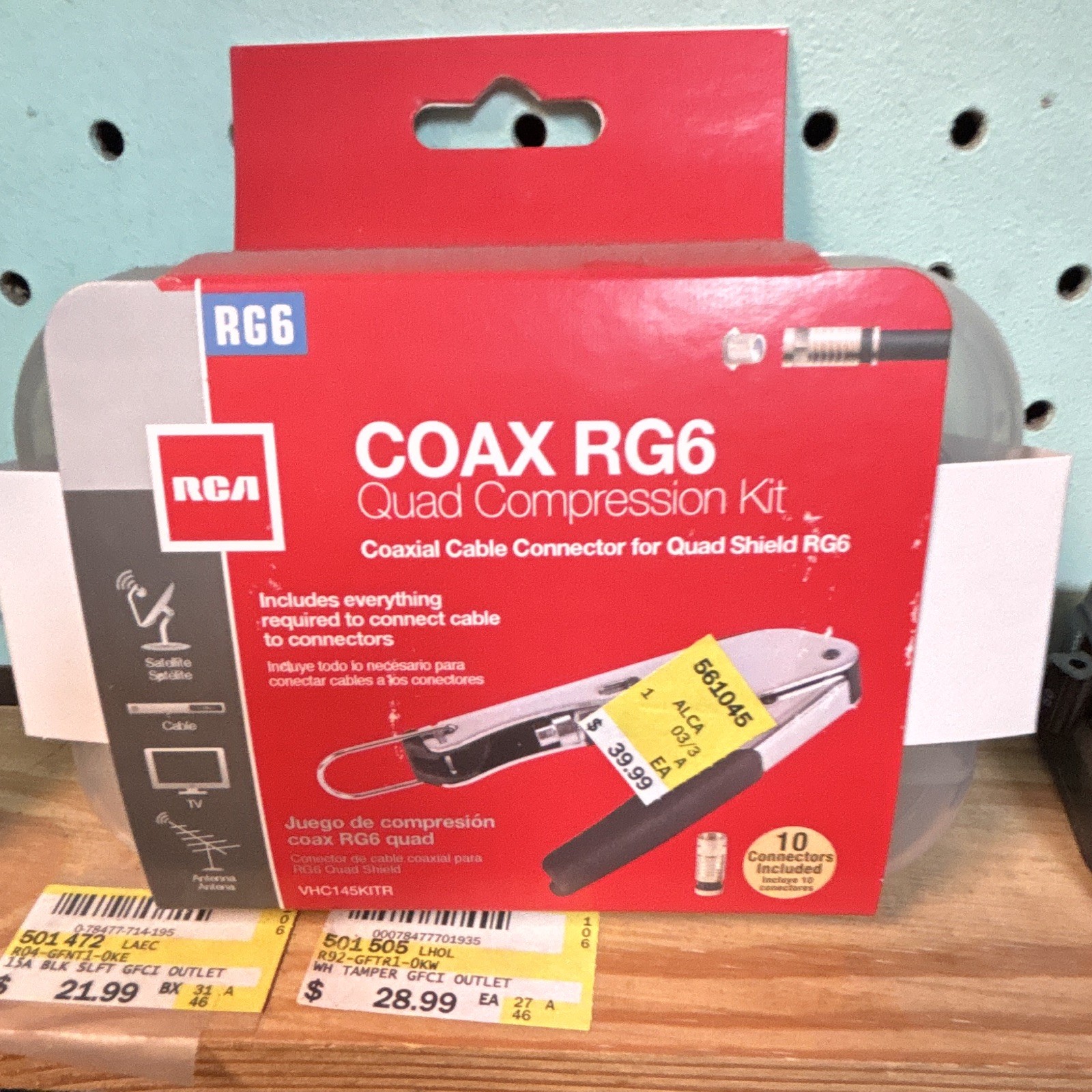 RCA COAX RG6 Quad Shield Compression Connector Kit Red F to F VHC145KITR