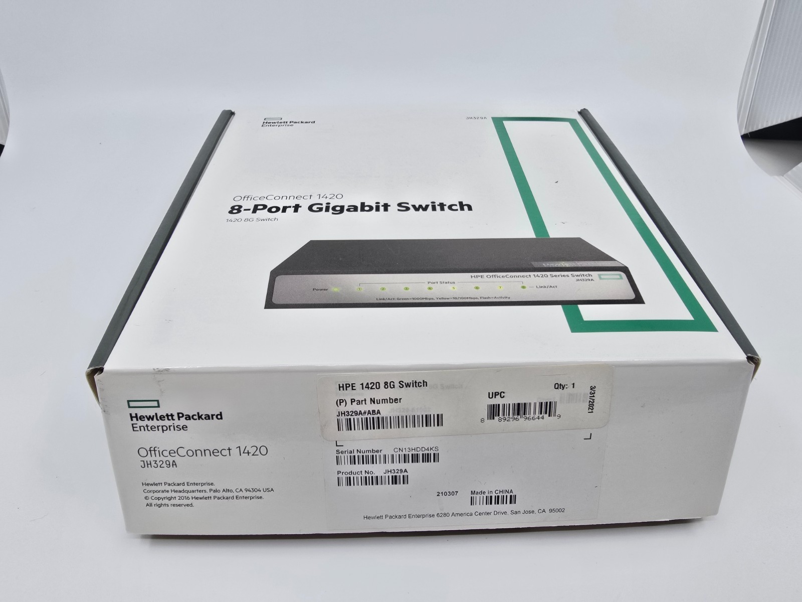New in Box HP JH329A Office Connect 1420 Series 8-Port 8G Ethernet Switch