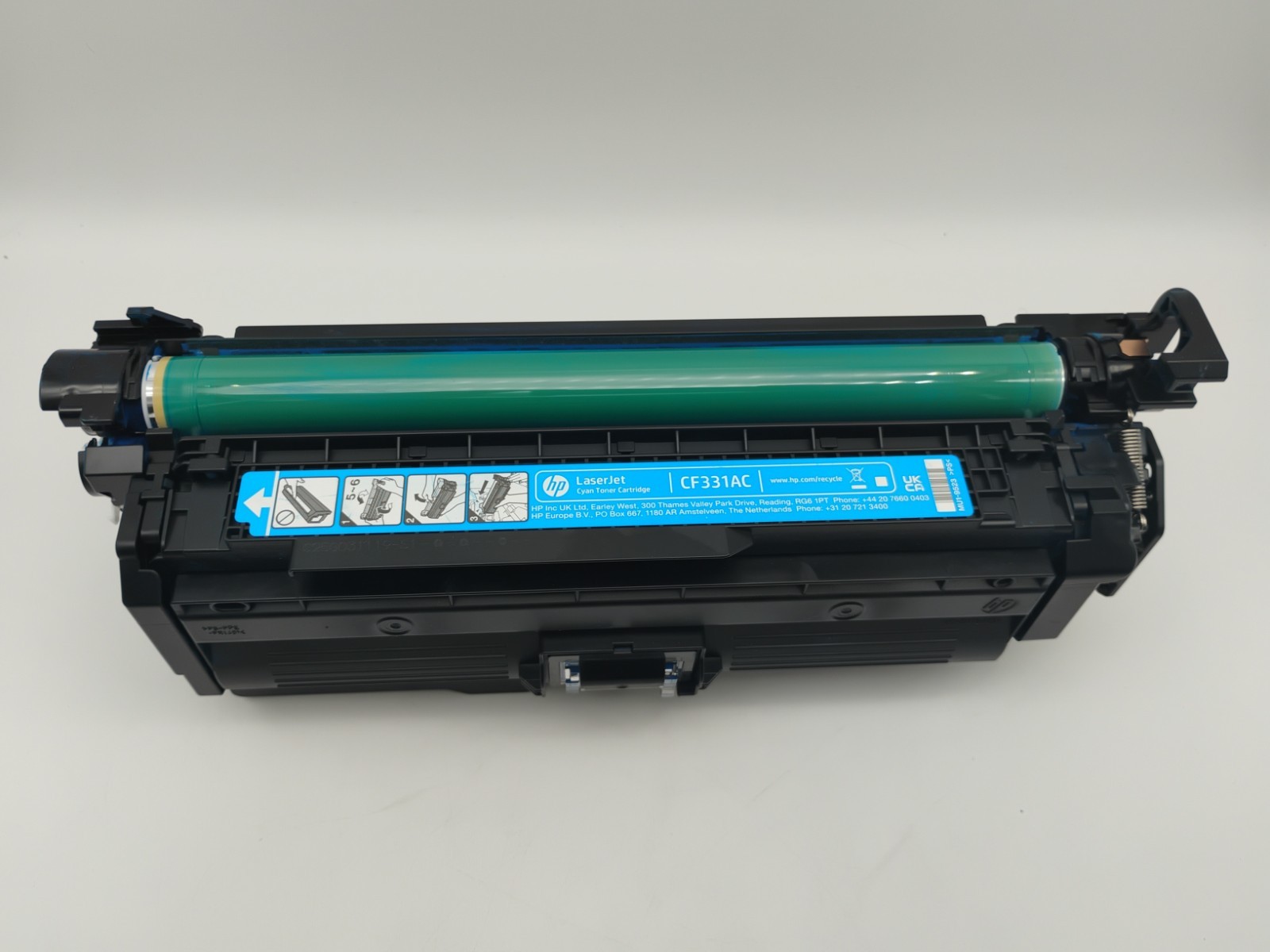HP 654A CF331AC Cyan Toner Cartridge Approx. 50% Remaining For Parts/Repair Only