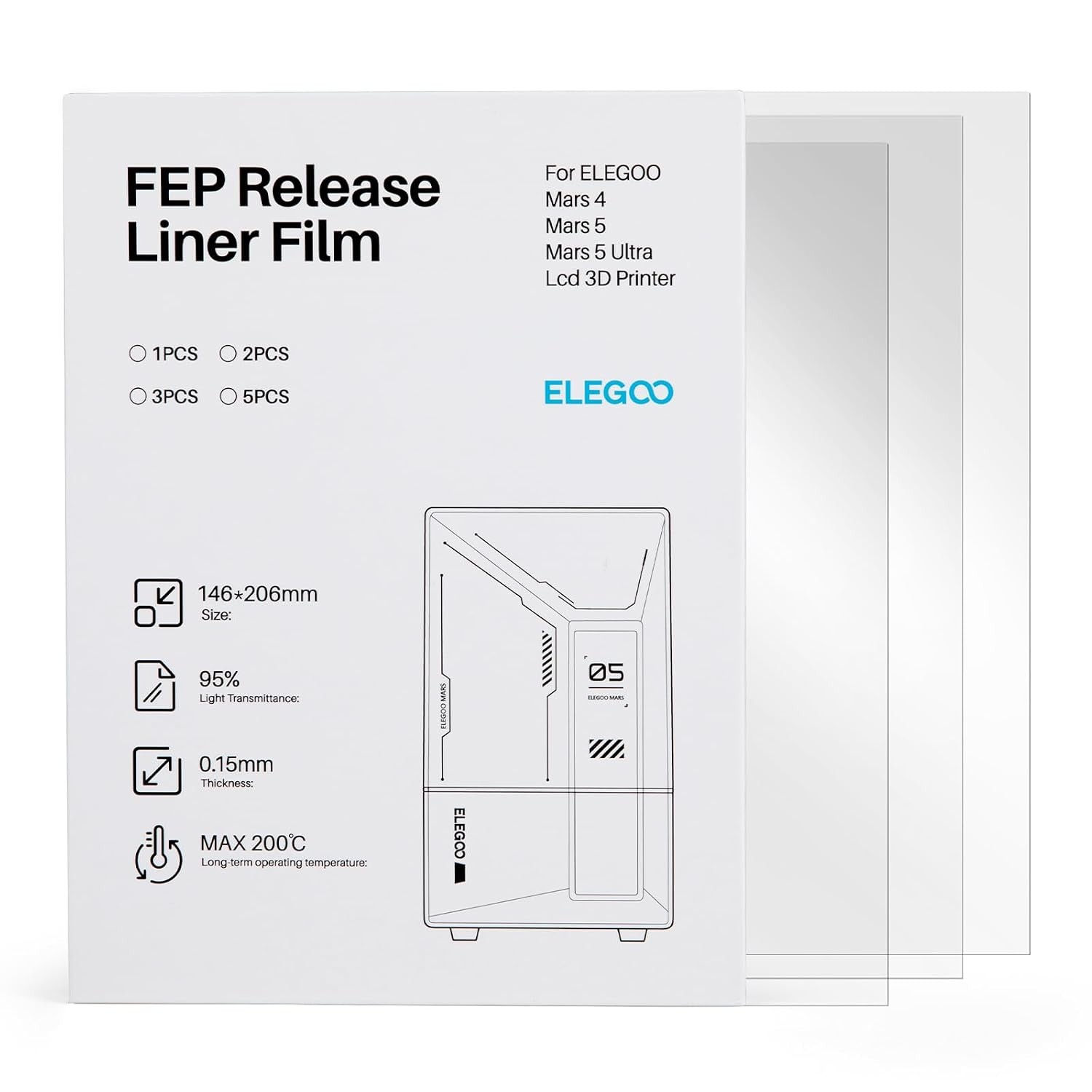 ELEGOO Original FEP Release Film 3PCS for Mars 4/ Mars 5/ Mars 5 Ultra LCD 3D