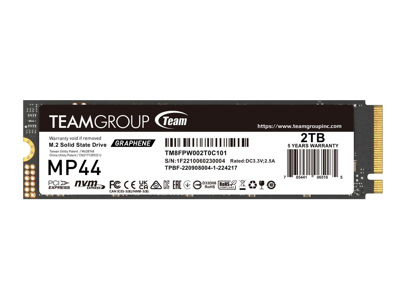 Team Group MP44 M.2 2280 2TB PCIe 4.0 x4 with NVMe TLC Laptop & Desktop & NUC &