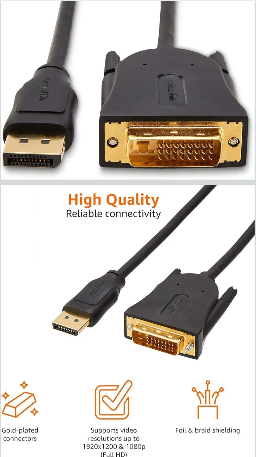 New HDMI to DVI-D 24+1 Pin Monitor Display Adapter Cable Male/Male HD HDTV 6 FT