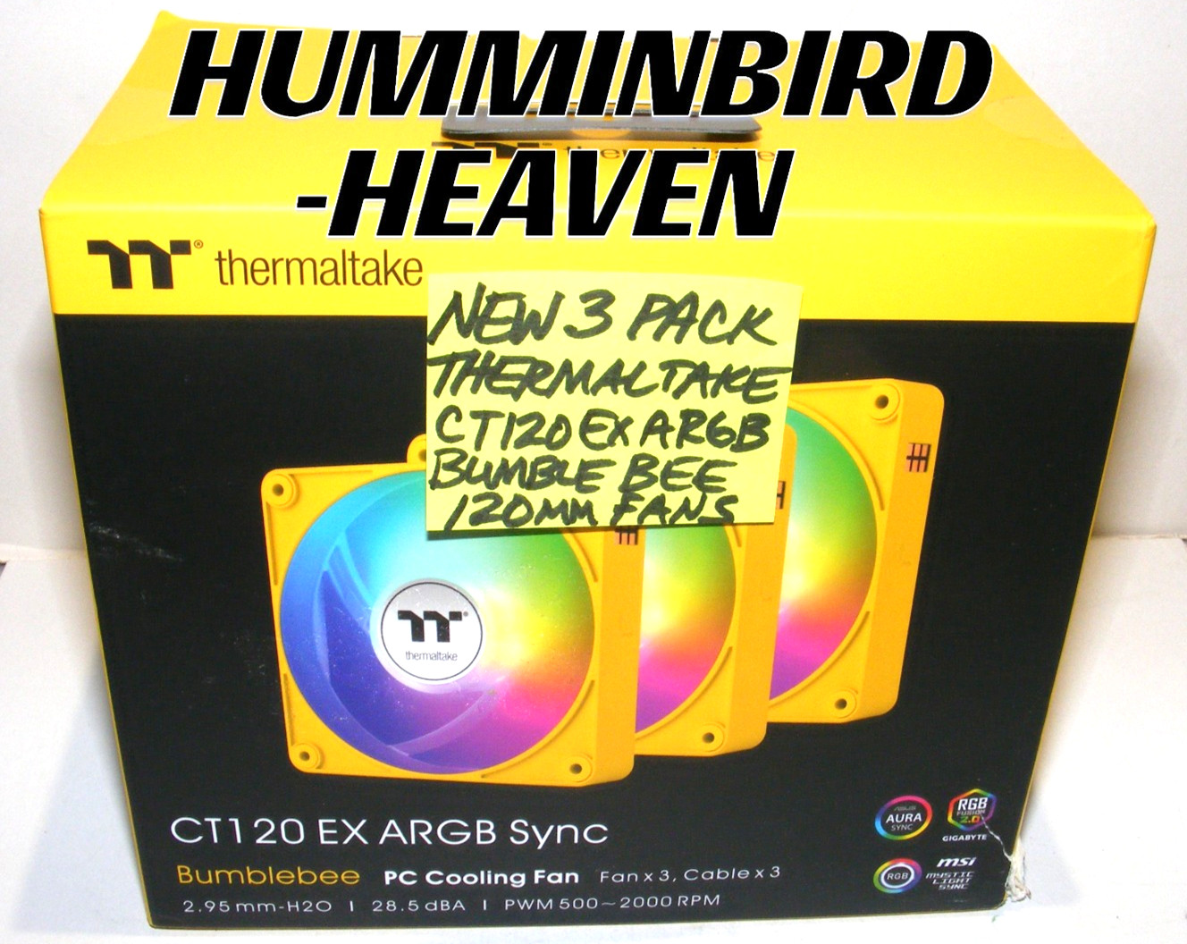 NEW THERMALTAKE CT120 EX ARGB SYNC BUMBLEBEE YELLOW PC CASE FANS 120mm (3-PACK)