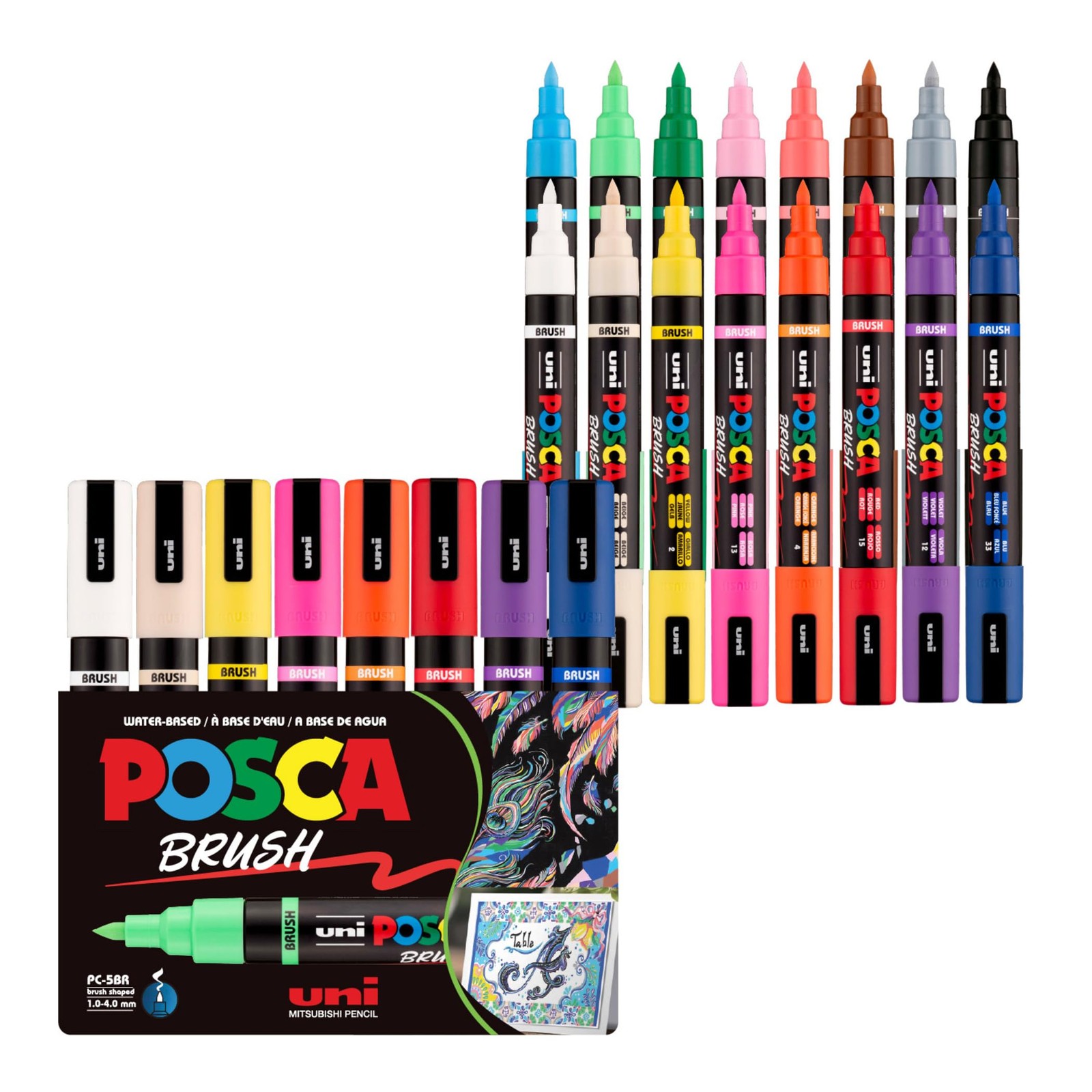 POSCA PC-5BR Water Based Acrylic Paint Markers Brush Tip 1 Count