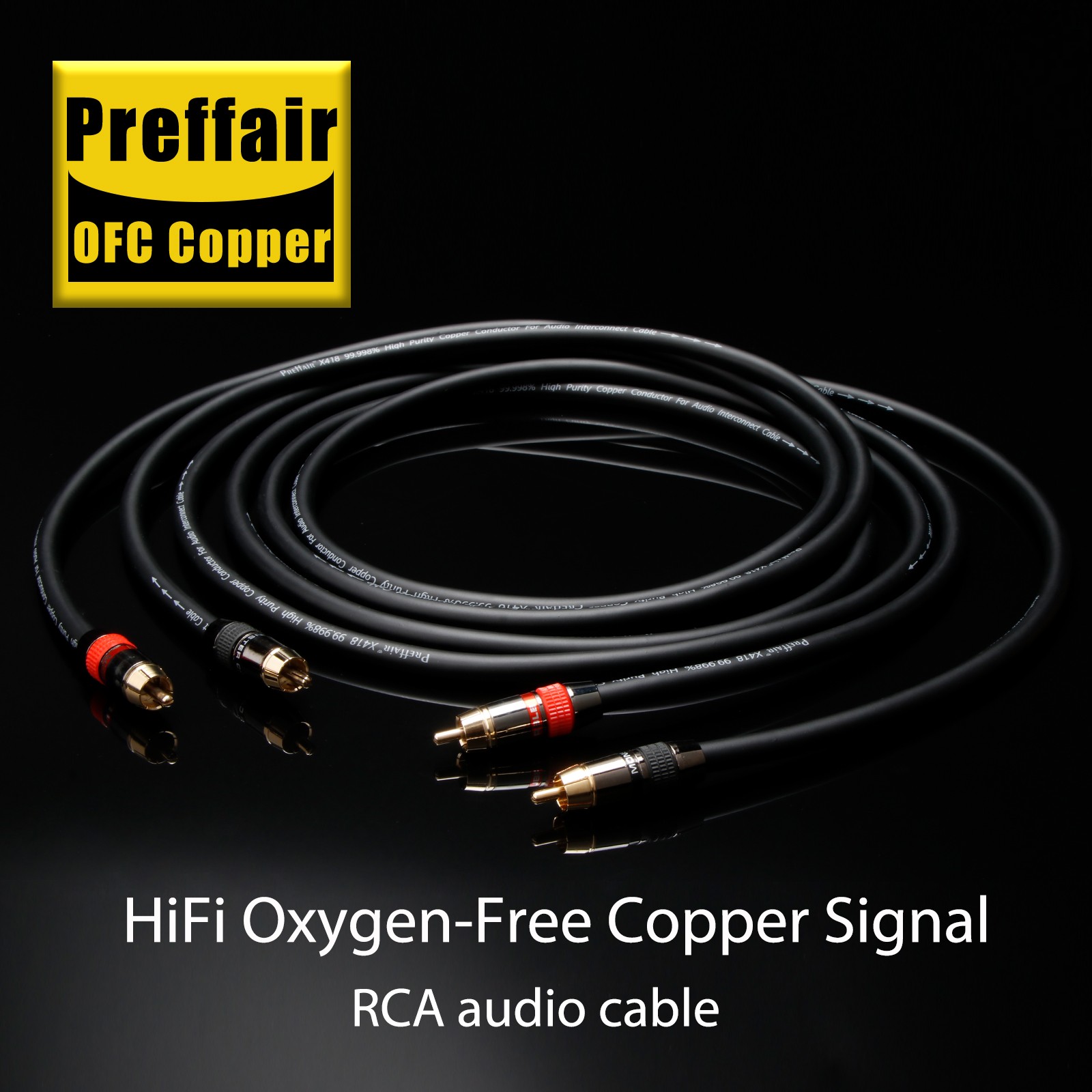 Preffair High FideLity OFC Copper Audio Cable W/ RCA Plug Amplifier Signal Line