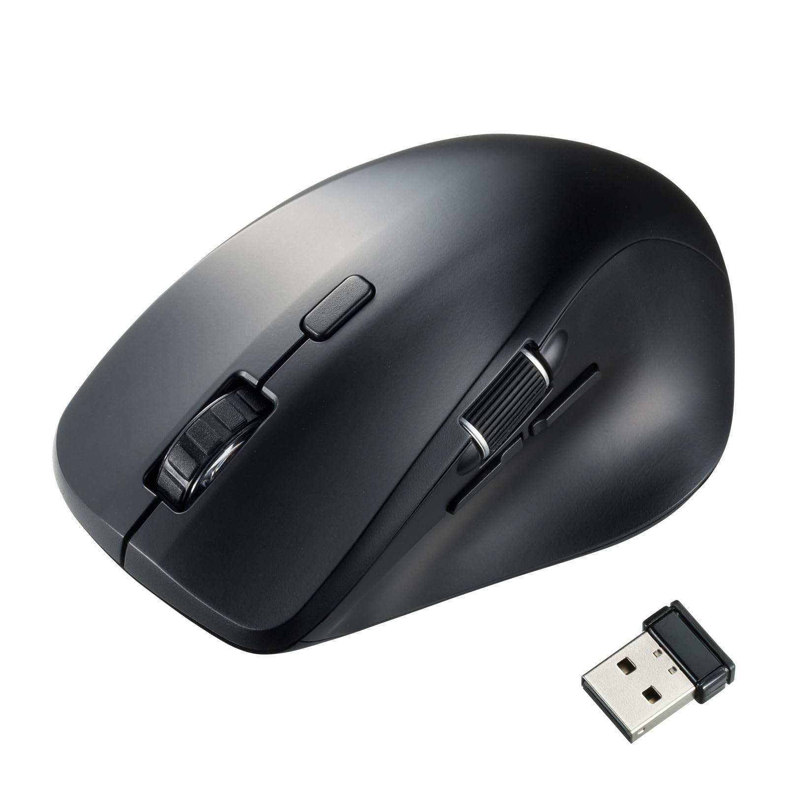Sanwa Supply Quiet Wireless Mouse (5Button Black with Side Wheel) MA-WBS524BK