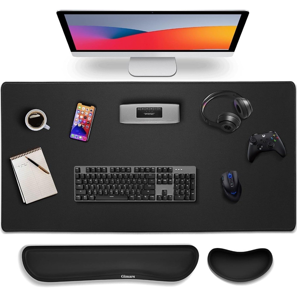 4 in 1 Mouse Pad and Keyboard Wrist Rest Set, Large Mouse Pad with Memory Foam