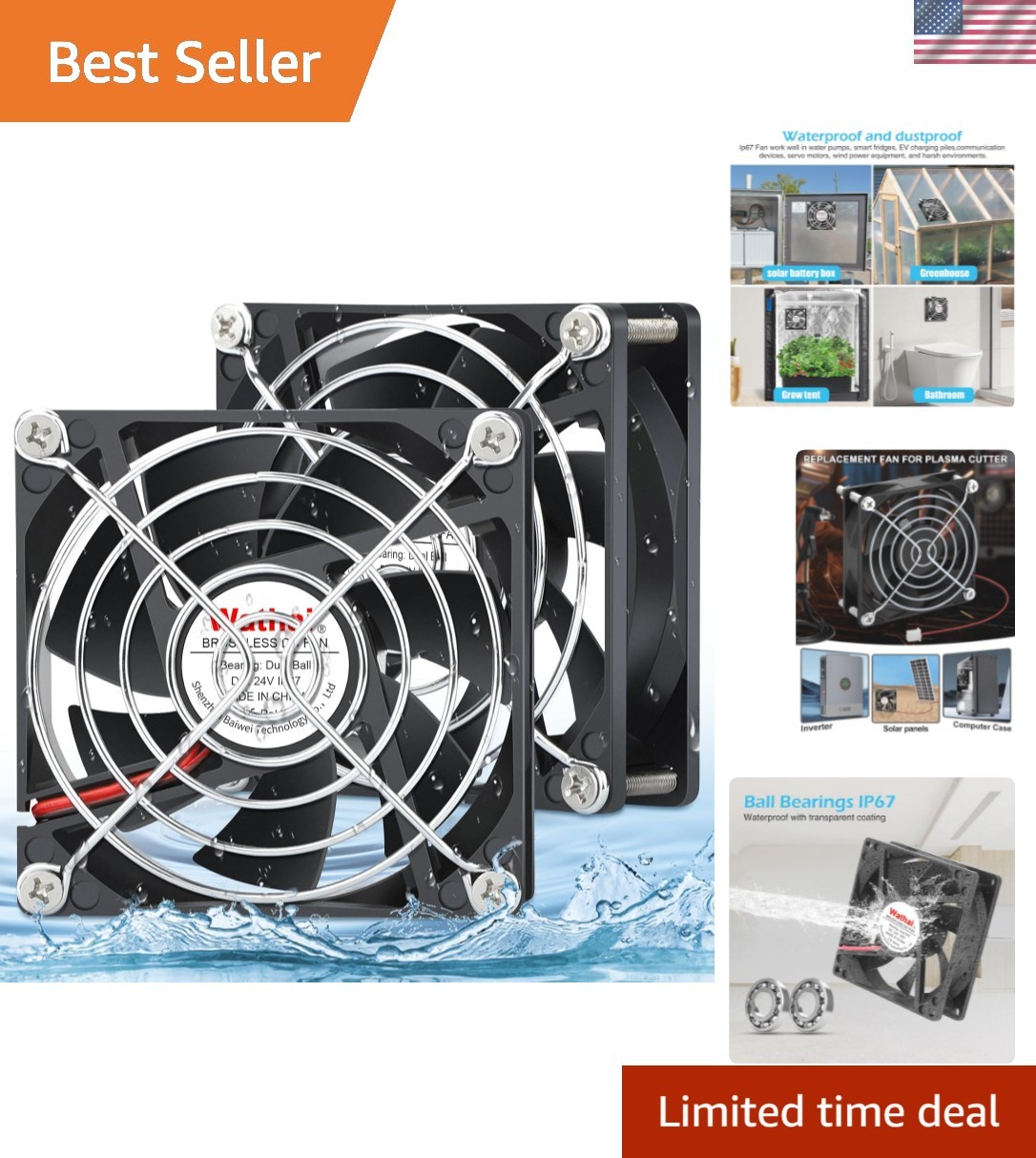 Superior 80mm 24V DC Cooling Fan Pack - Quiet Operation &  Waterproof