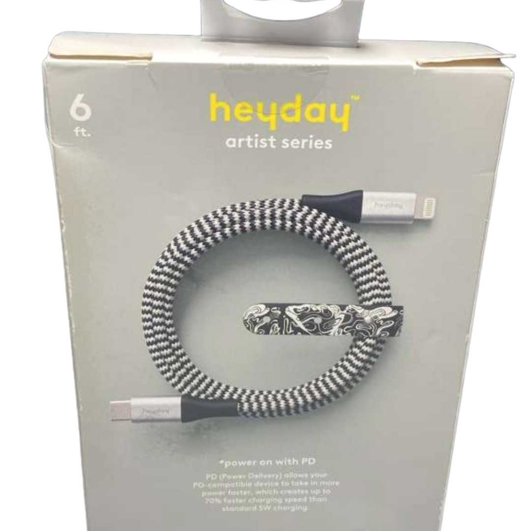 Heyday 6ft USB-C to Lightning Braided PD Cable MFi Certified Gray Fast