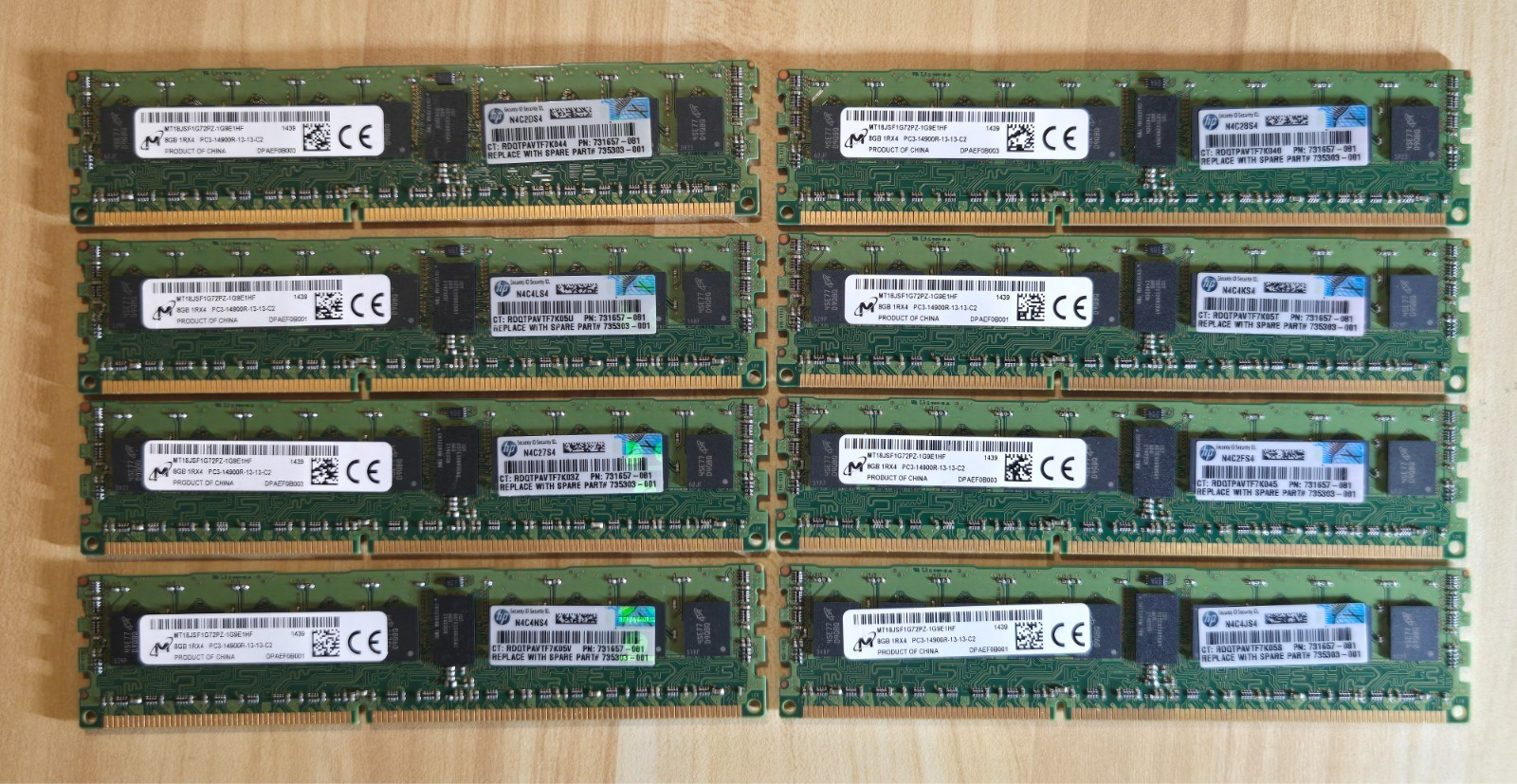 Micron 64GB(8x8GB)DDR3 RAM PC3-14900R ECC REG ServerMemory MT18JSF1G72PZ-1G9E1HF