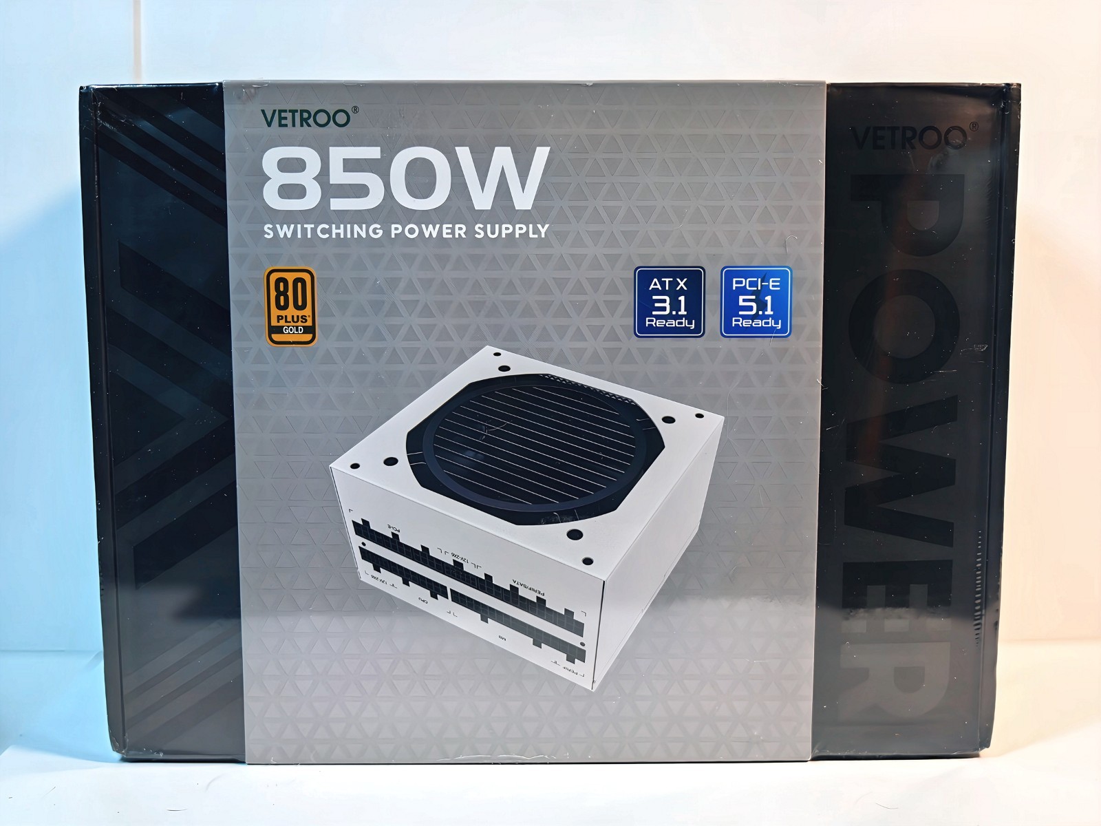 Vetroo 850W Power Supply PCIe 5.1 ATX 3.1 Ready 80+ Gold Full Modular PSU WHITE