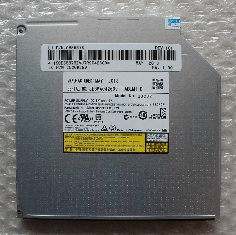9.5mm SATA Blu Ray Burner Drive Panasonic/Matshita UJ262 UJ-262 UJ262A BD Player