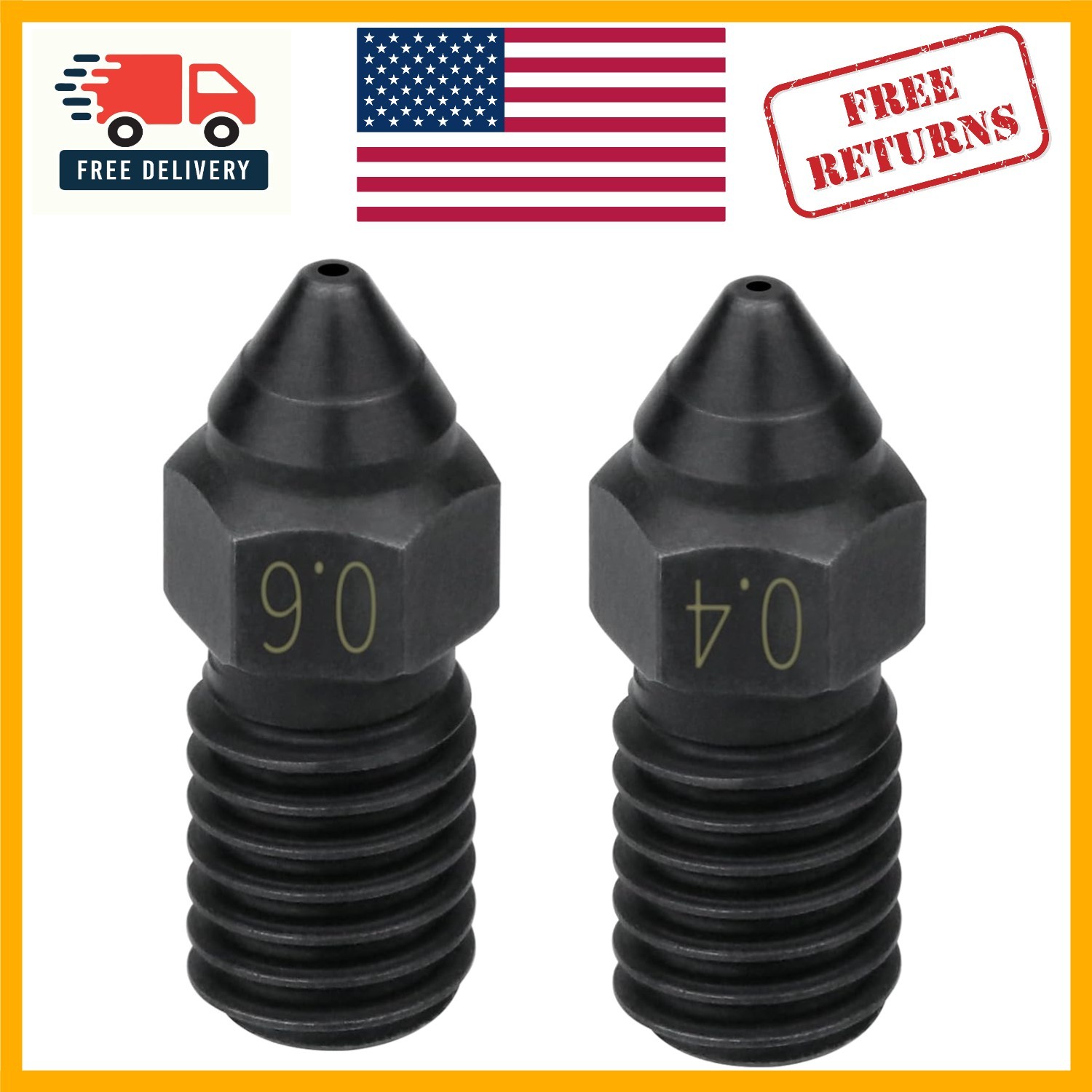 2pcs Hardened Steel Nozzles for Ender 3 V3 SE & Creality Printers - 0.4mm, 0.6mm