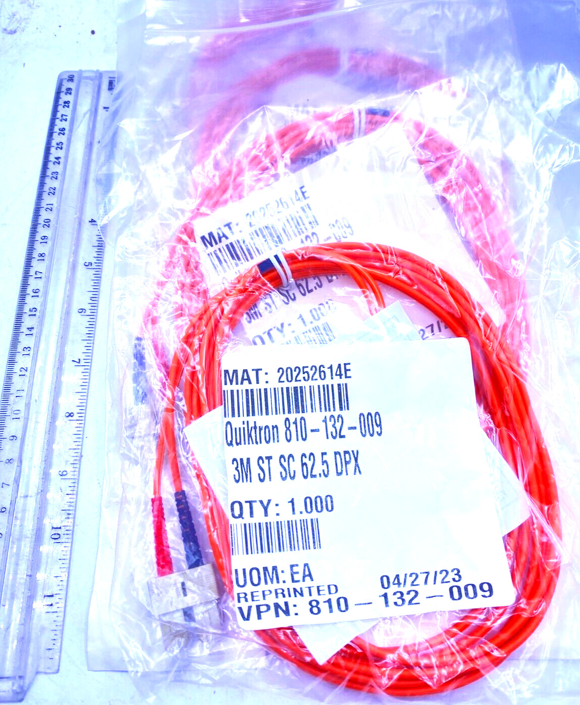 Legrand Quiktron Lot of 4 Fiber Optic Cable 3M ST SC 62.5 DPX 810-132-009 New