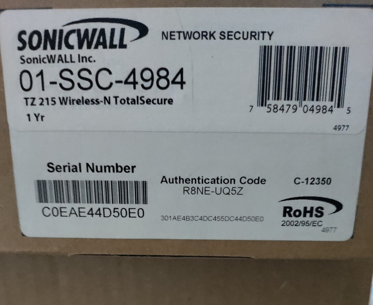 Sonicwall 01-SSC-4984 TZ 215 Wireless-N TotalSecure Network Security Appliance