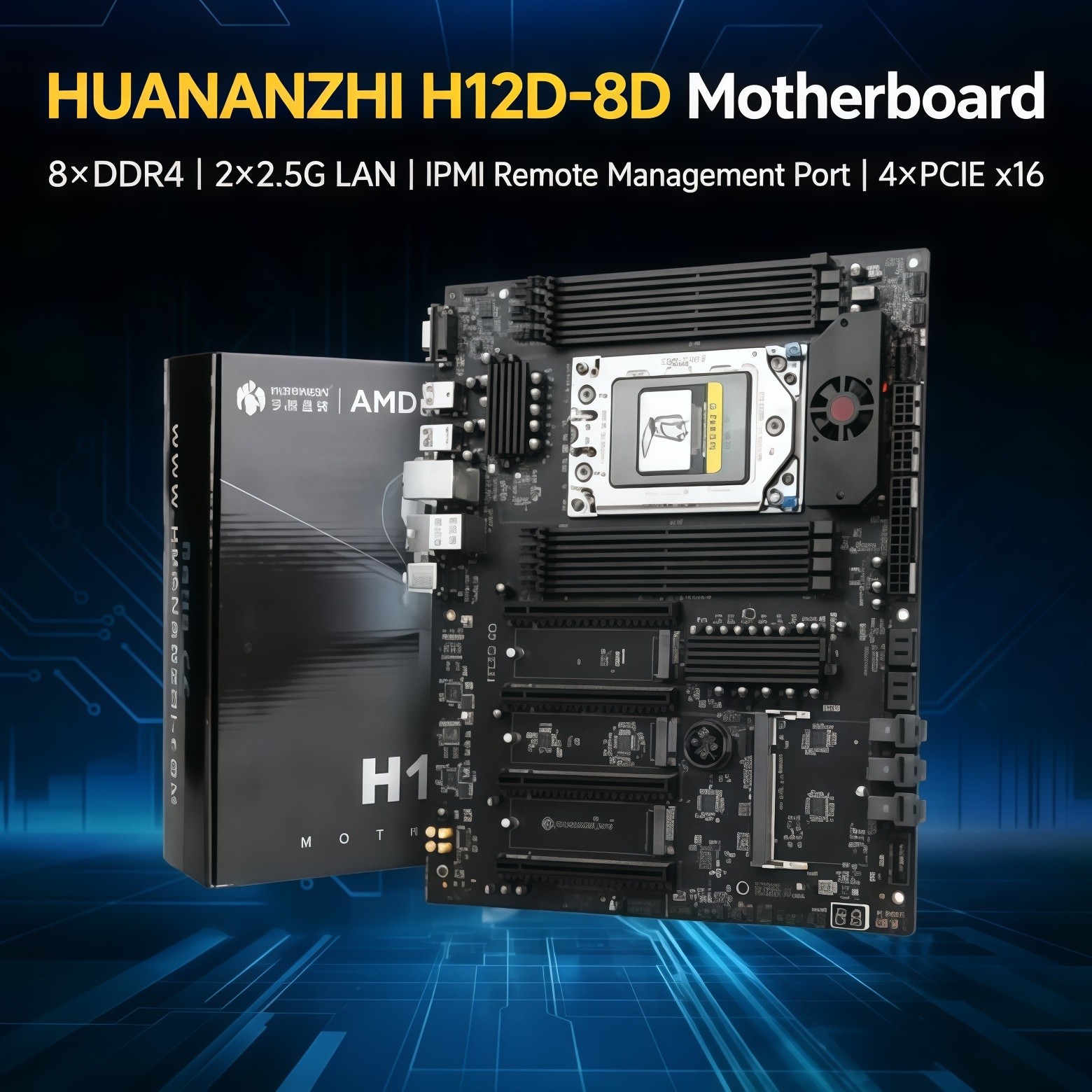 HUANANZHI H12D-8D H12D-16D Dual EPYC SP3 Motherboard With BMC IPMI For AMD 7002