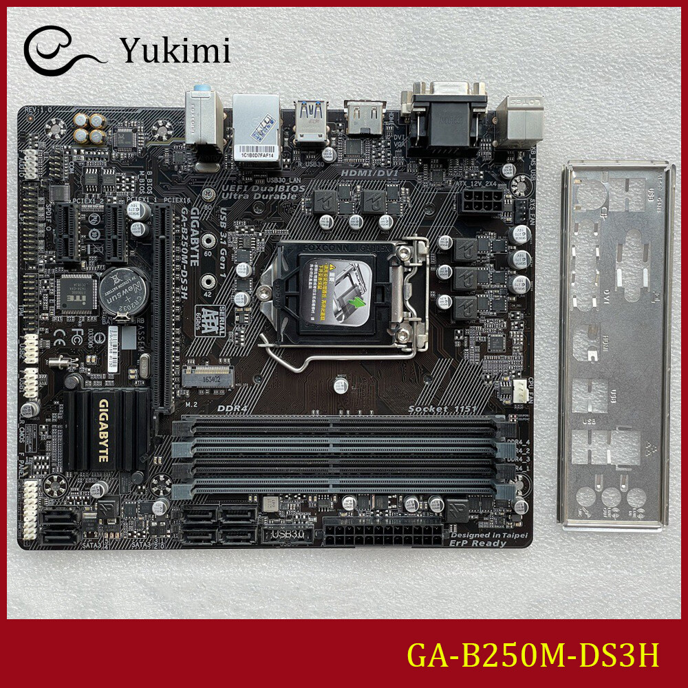 FOR GIGABYTE GA-B250M-DS3H LGA1151 64GB VGA DVI-D HDMI Motherboard Test OK