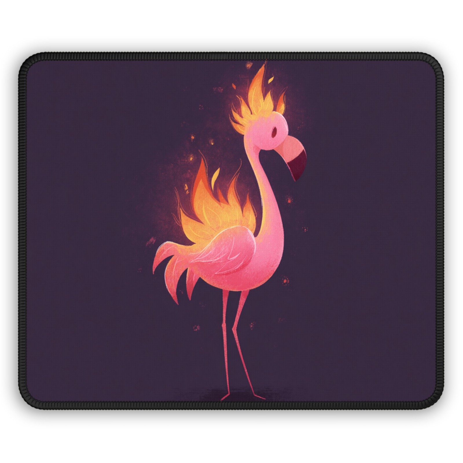 Flaming Pink Flamingo Gaming Mouse Pad | Cute Fire Art