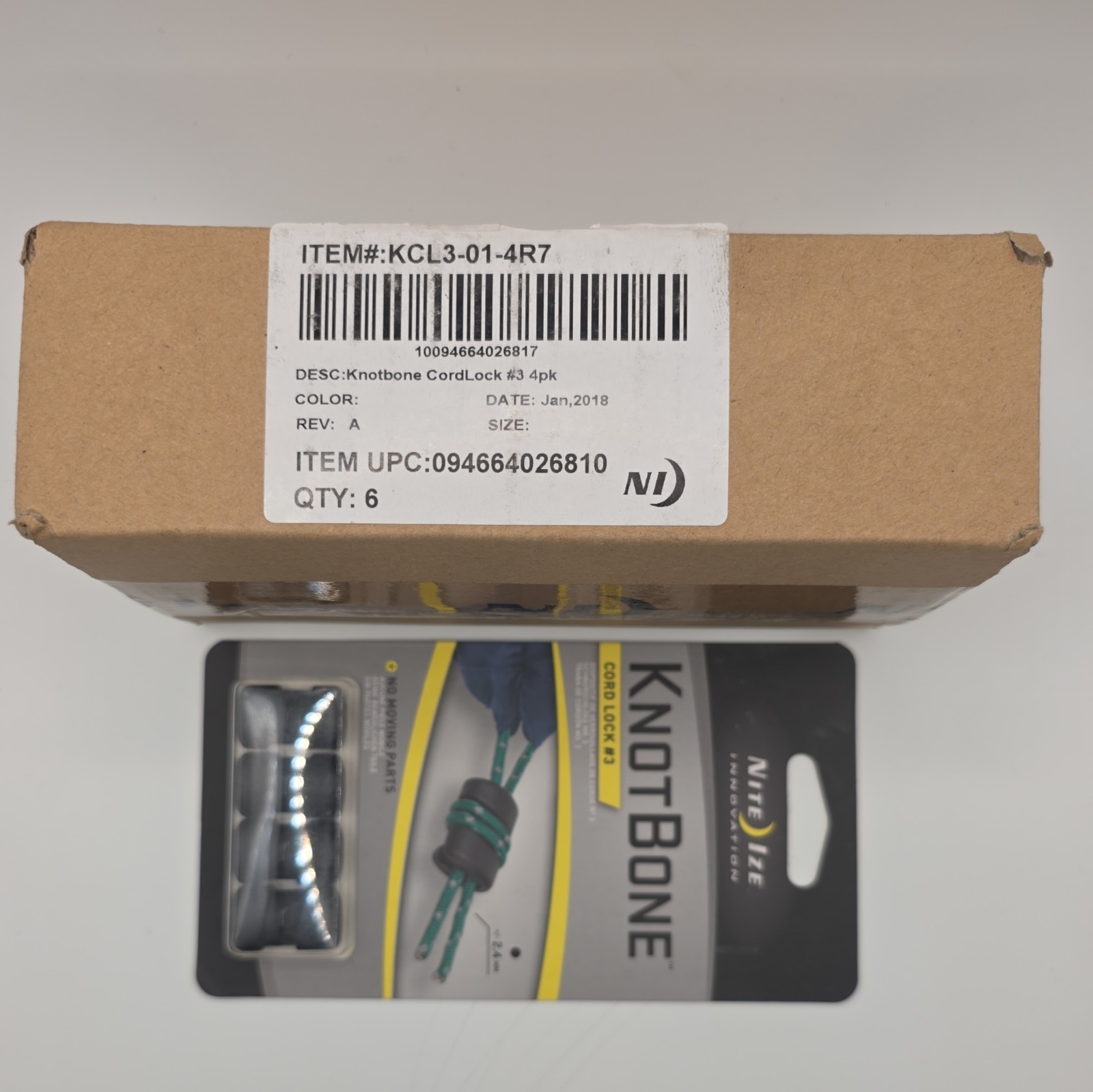 Nite Ize KnotBone Cord Lock #3 – 2 Pack (8 Cord Locks) – Model KCL3-01-4R7