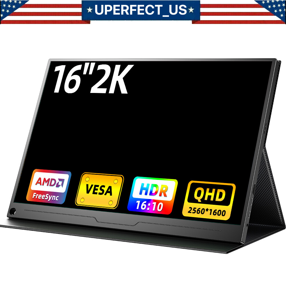 UPERFECT 16" 2K QHD 1200:1 Portable Monitor 2560*1600 USB C HDMI Screen For PS6