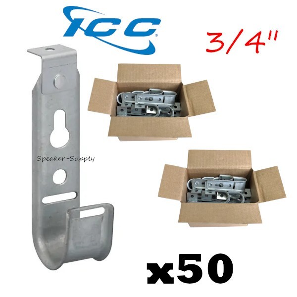 ICC 50 Pack 3/4" J-Hook Lip Ceiling Mount Route Cat5 Cat6 Cable Lot ICCMSJH922