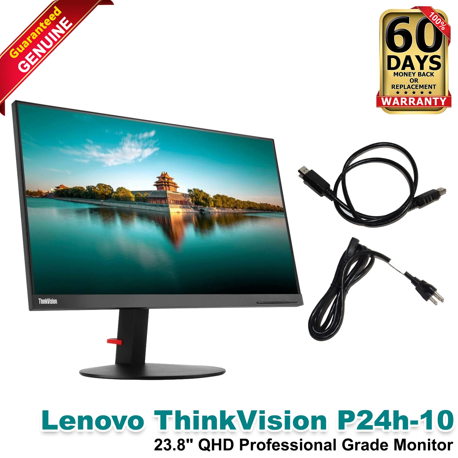 Lenovo Think Vision P24h-10 23.8" Wide QHD IPS Monitor USB-C DP HDMI 61AEGAR3US