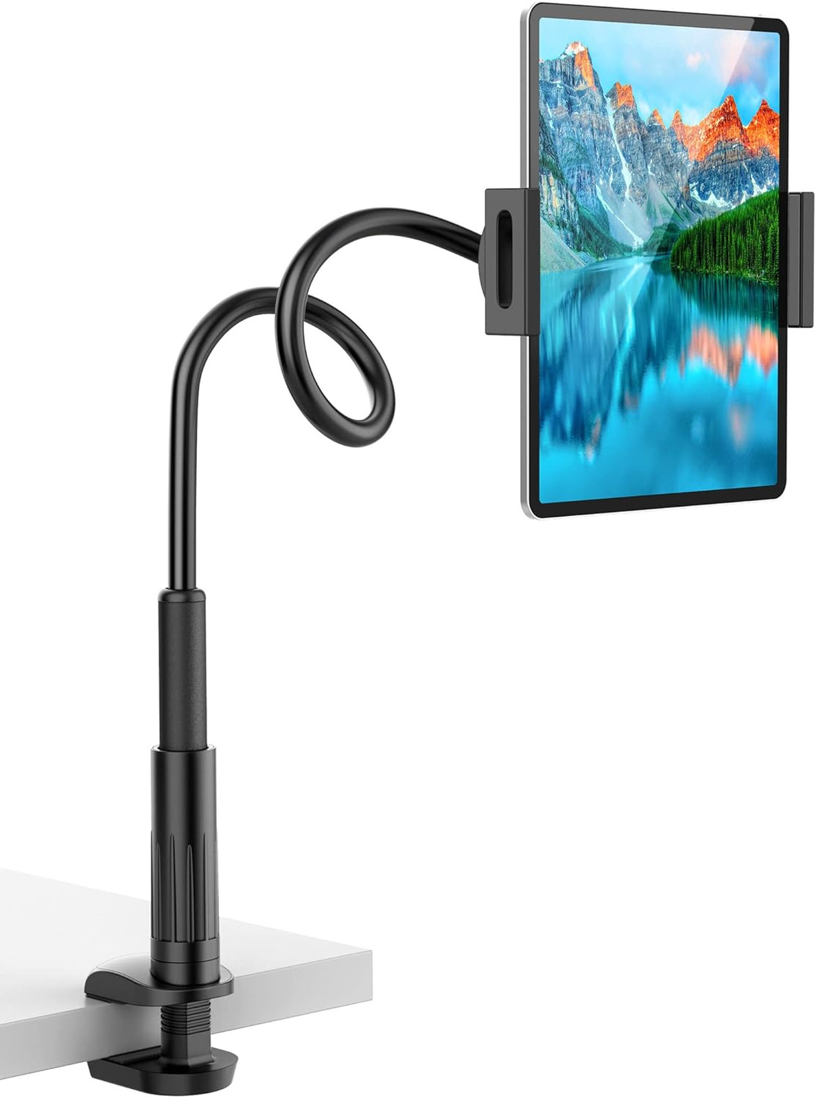 Tablet Stand Holder for Bed with Adjustable Flexible Gooseneck Arm Compatible
