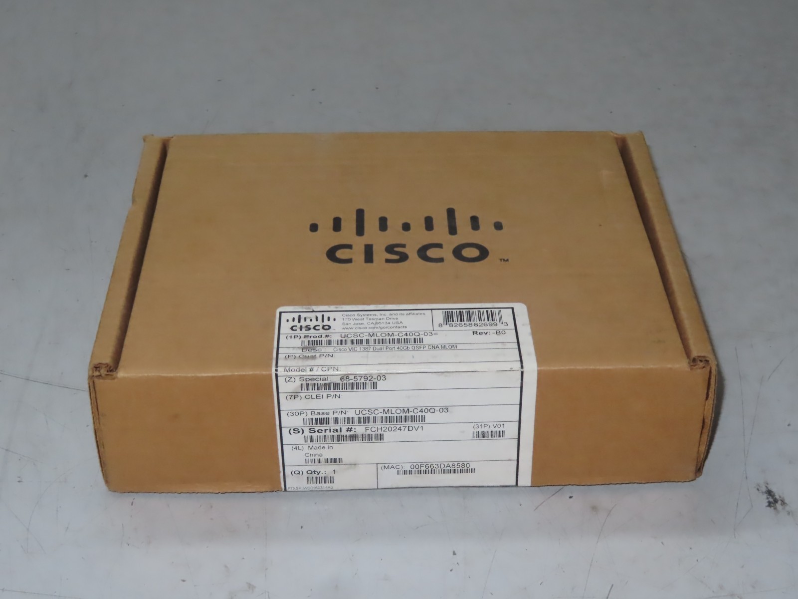 NIB Cisco UCSC-MLOM-C40Q-03 VIC 1387 40GB QSFP Dual Port Server Adapter