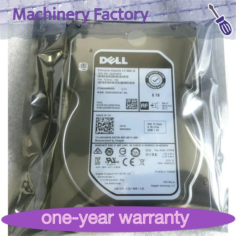 1PCS for DELL RHVWG 0RHVWG ST6000NM0095 6TB 7200RPM 128MB SAS 12Gb/s 3.5" Hard