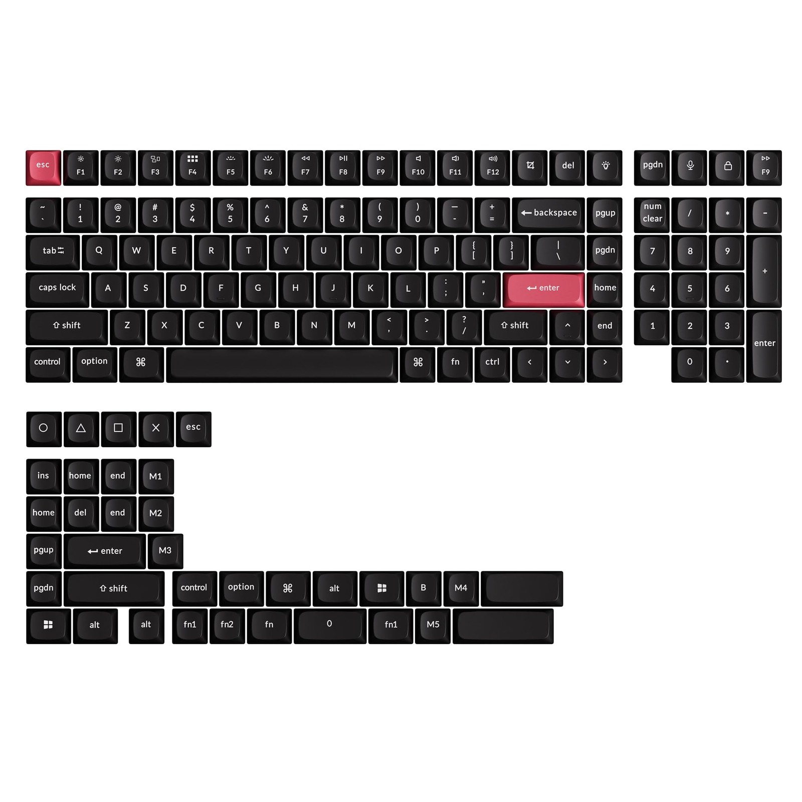 OSA Profile Double-Shot PBT Keycap Full Keycap Set (141 Keys) - White on Blac...