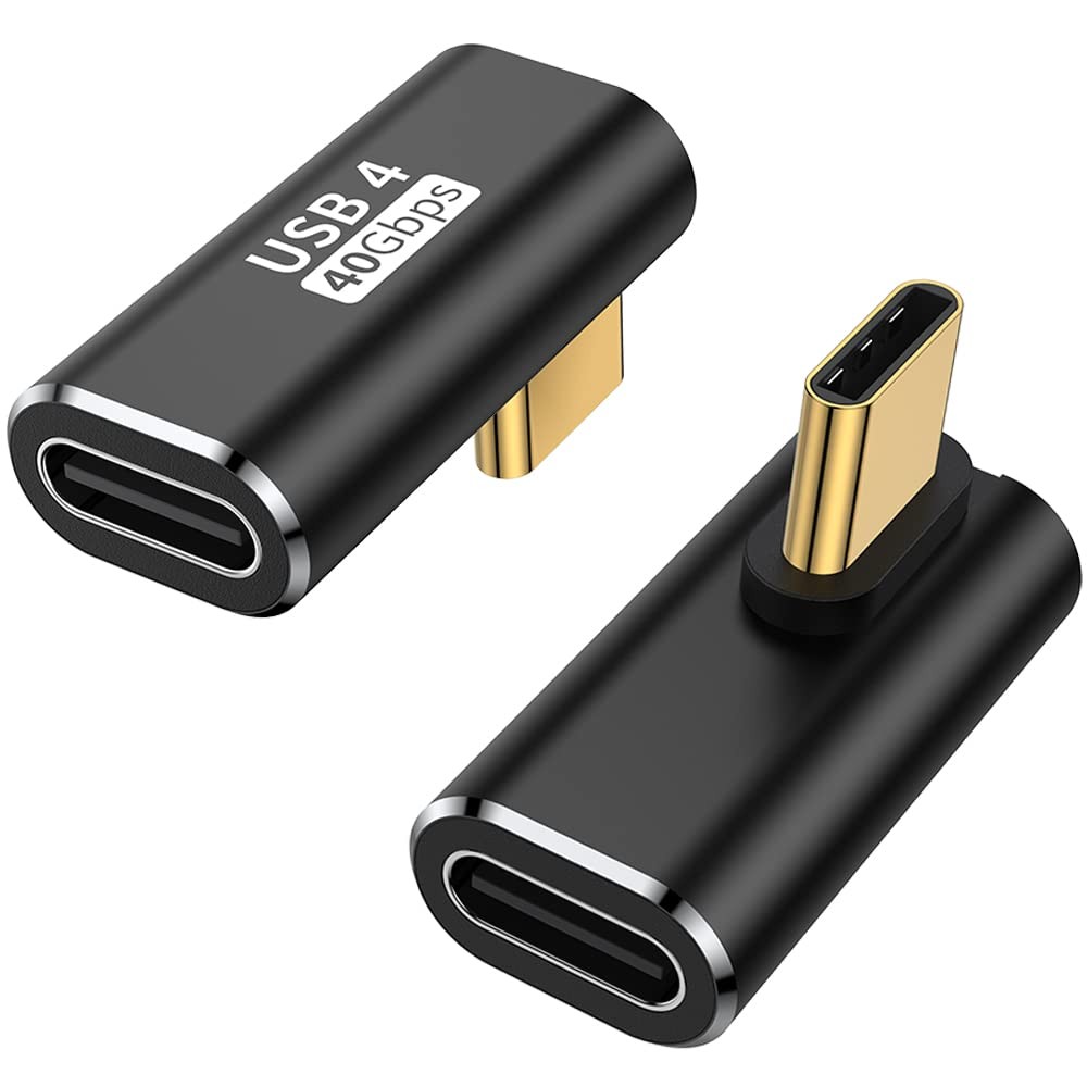 AuviPal 90 Degree USB C Adapter (2 Pack), L Shape Left and Right Black