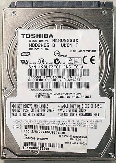 TOSHIBA MK8052GSX [80GB 2.5-inch 9.5mm SATA HDD Usage 9036H (Crystal DiscInfo no