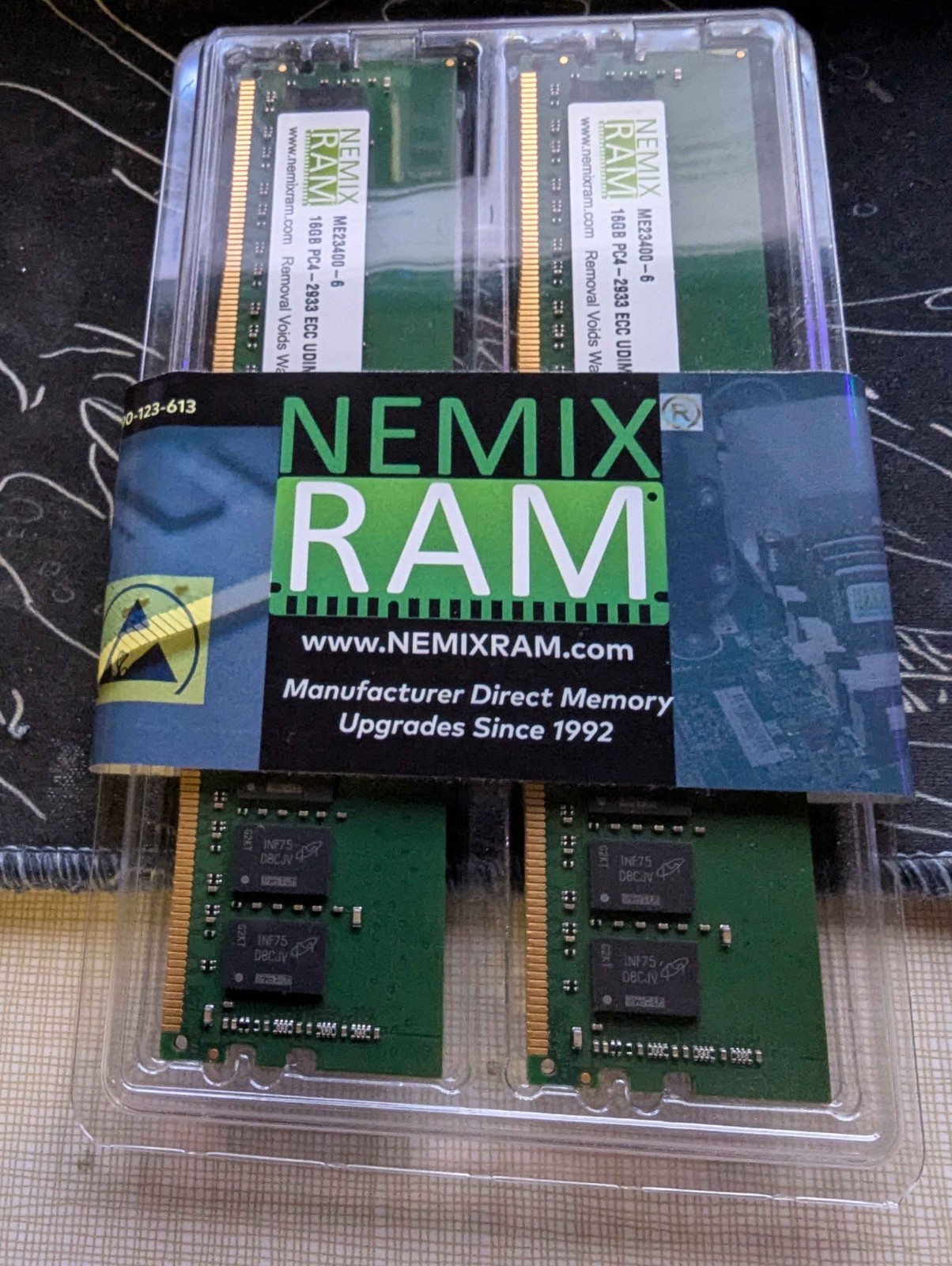 NIB NEMIX RAM 32GB (2X16GB) DDR4 2933MHz PC4-23400 UNBUFFERED ECC CL21 