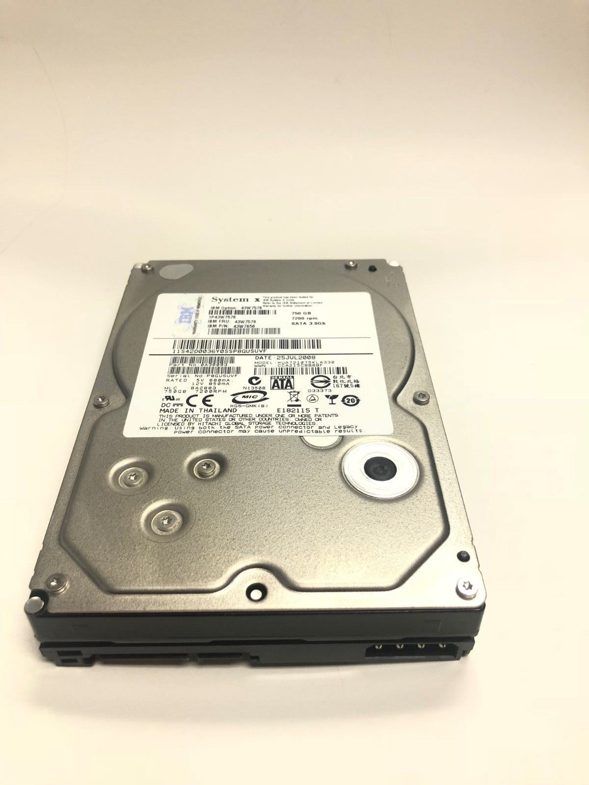 43W7576 IBM 43W7656 750GB 7200 RPM 3G LFF 3.5" SATA HDD HARD DRIVE 43W7579