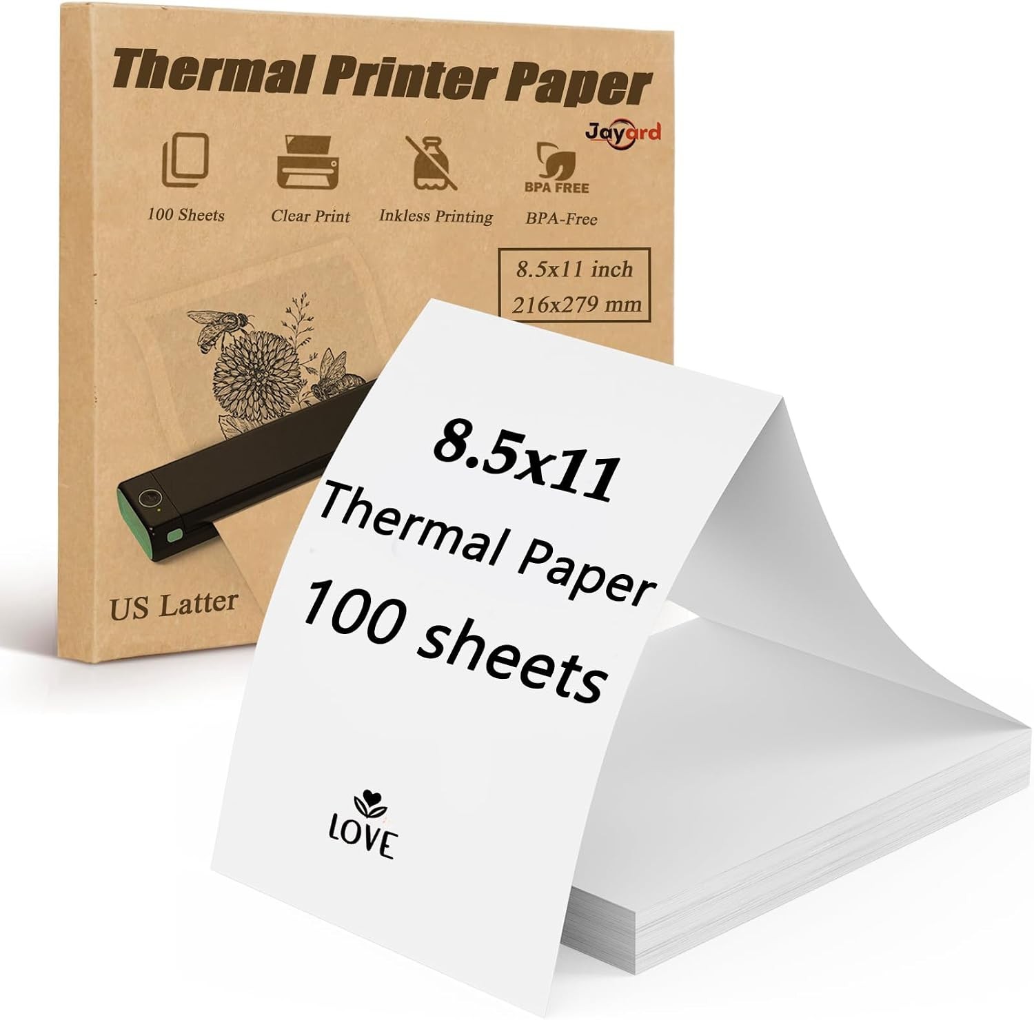 US Letter Size Thermal Paper Compatible with JADENS/Itari/M08F/A40Portable,