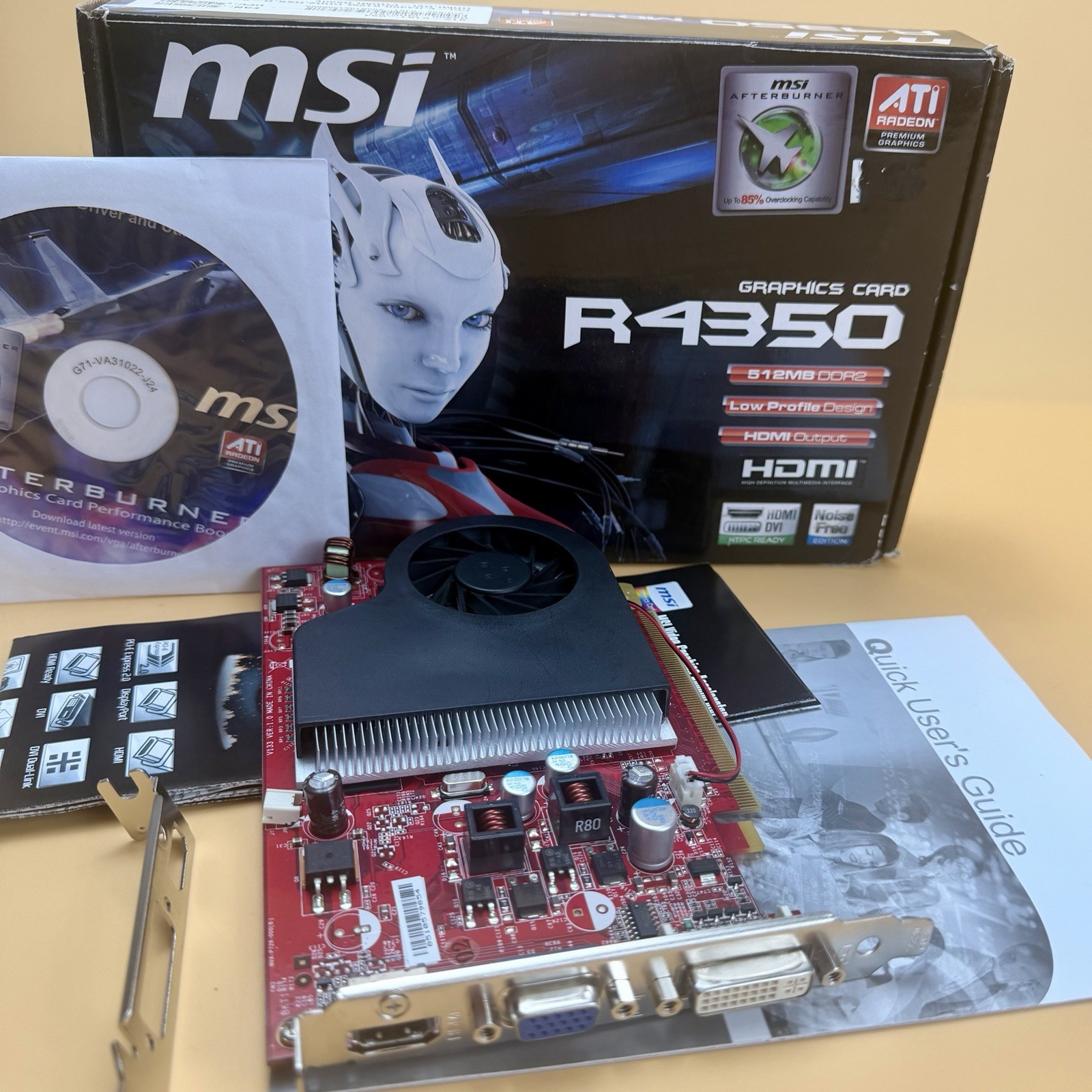 ATI Radeon MSI R4350 512mb DDR2 Low Profile HDMI Graphics Card NEW IN BOX