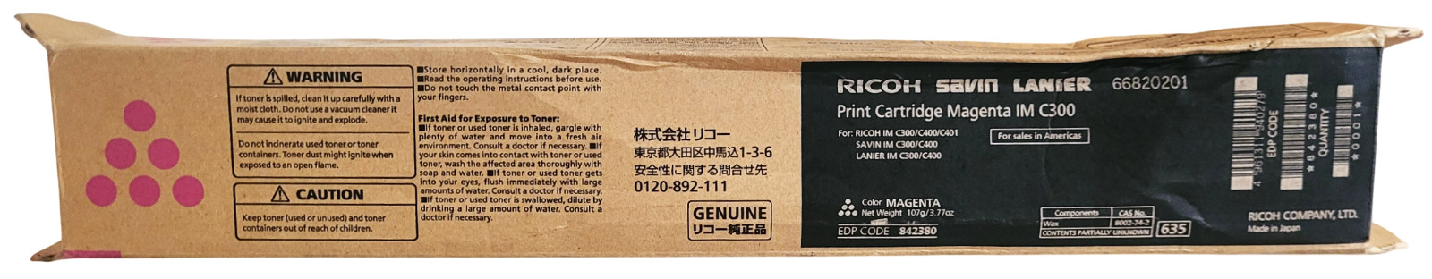 Ricoh Savin Lanier IM C300 Magenta 842380 Print Cartridge With Deformed Box