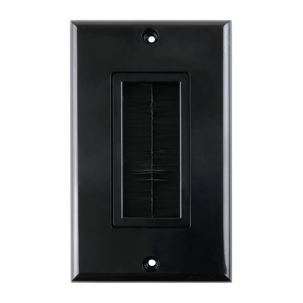 Construct Pro Brush Wall Plate Cable Management Pass-Through Device (Black)