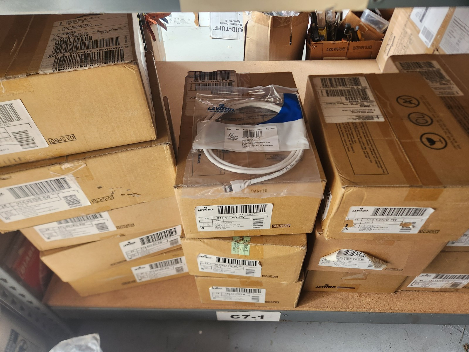7 ft Leviton Cat-6A Patch Cable, Cat 6A,  Pack of 10 ea.