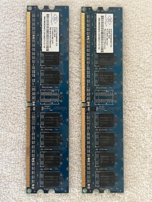 1GB 2x512MB PC2-4200 NANYA DDR2-533 NT512T64U88A0BY-37B BLUE Ram Memory Kit DIMM