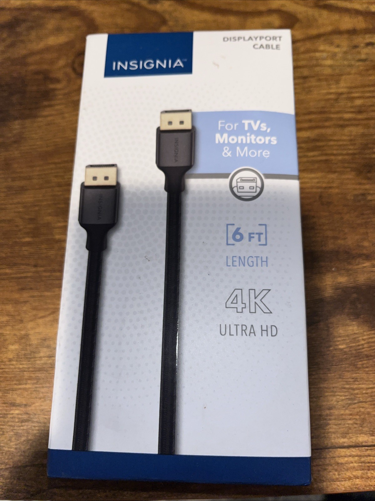 Insignia 6ft Display Port 4K Ultra HD Cable for TVs, Monitors Black New Open Box