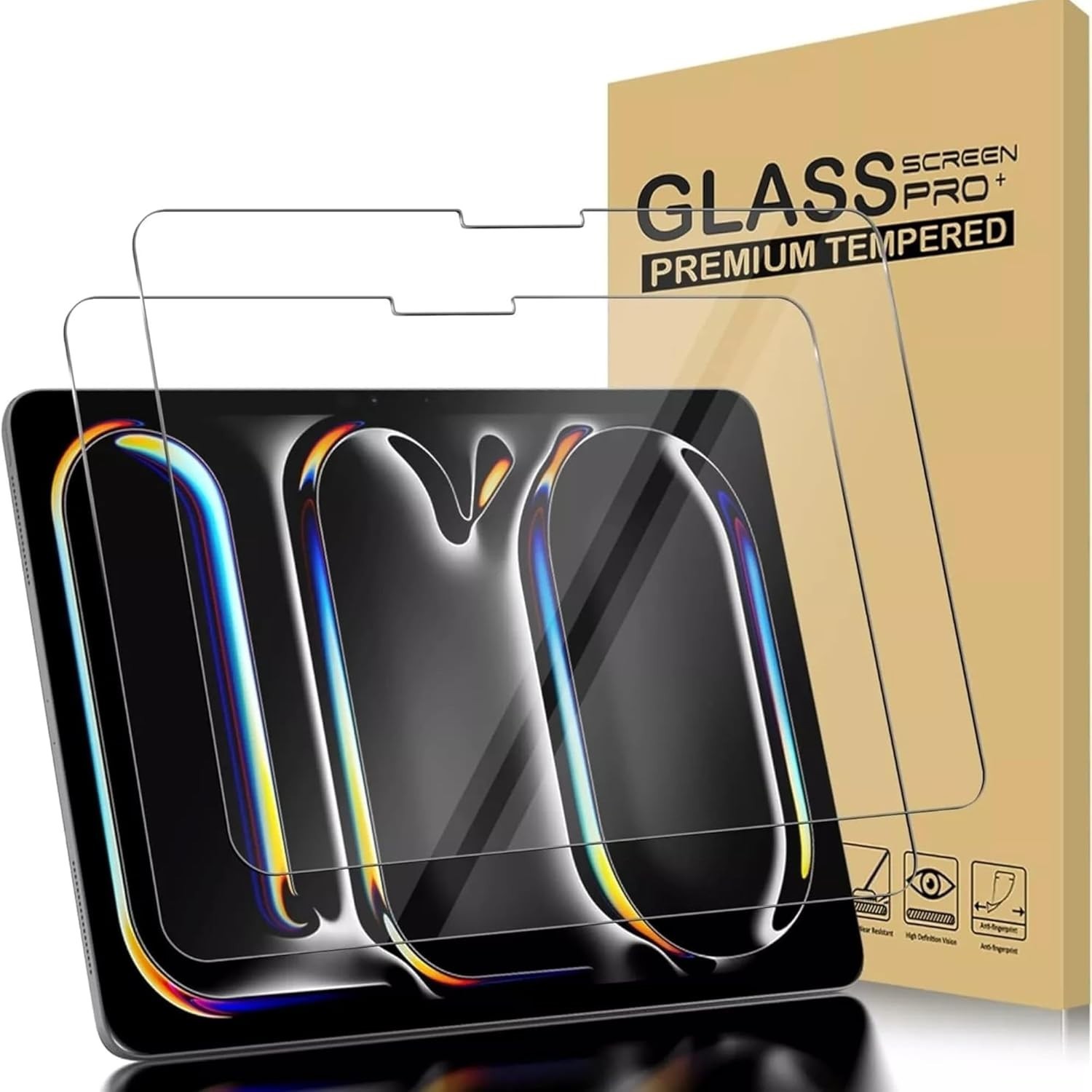 2 Pack Glass Screen Protector for iPad Pro 11 Inch 2025/2024 M5 M4 (6th/5th Gen)
